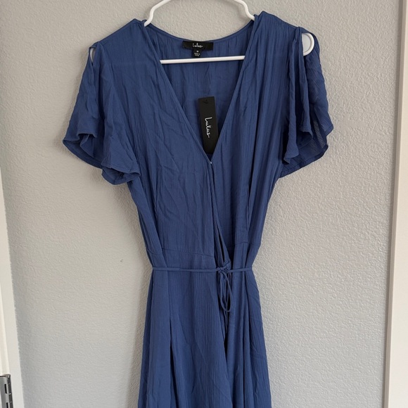 Lulus Heart of Marigold Denim Blue Wrap Maxi Dress - Picture 4 of 13